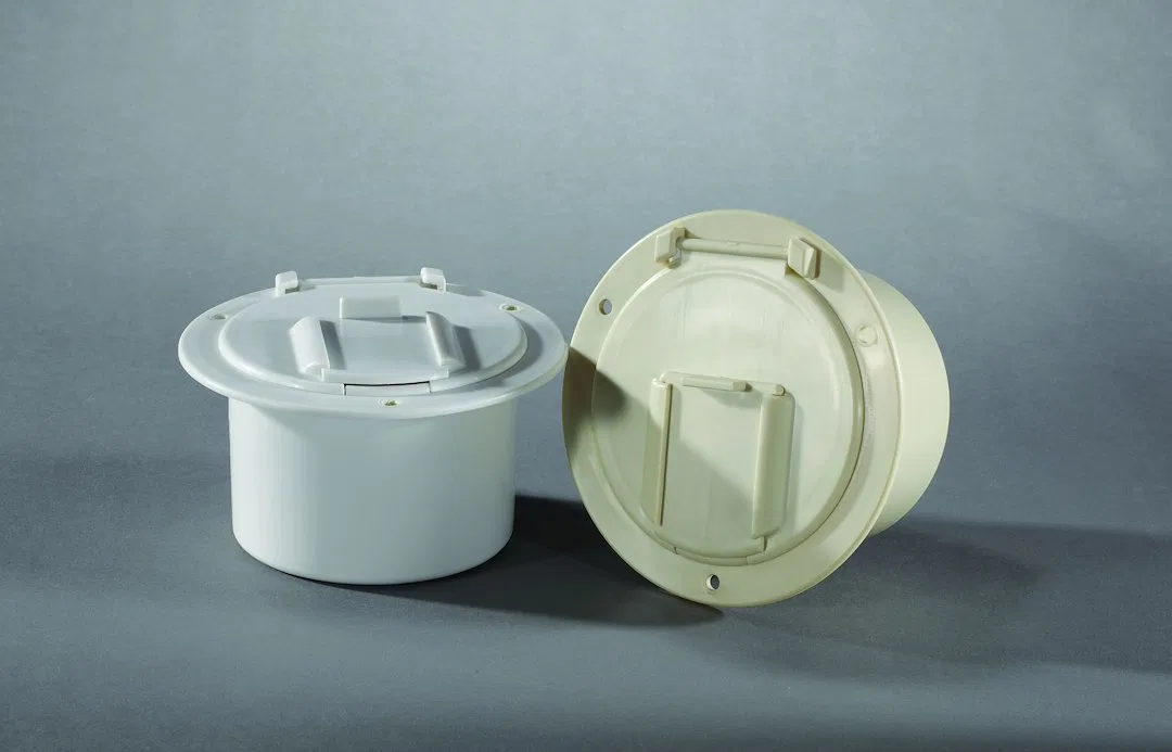 B130 – RV DESIGNER Electrical Cord Hatch, For Use With Up To 50 Amp Cords Round 4.6 Inch x 2.6 Inch Overall Dimension...